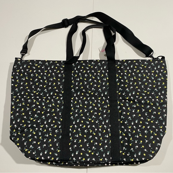 PINK Victoria Secret Black Floral Tote Bag NWT - Picture 4 of 5